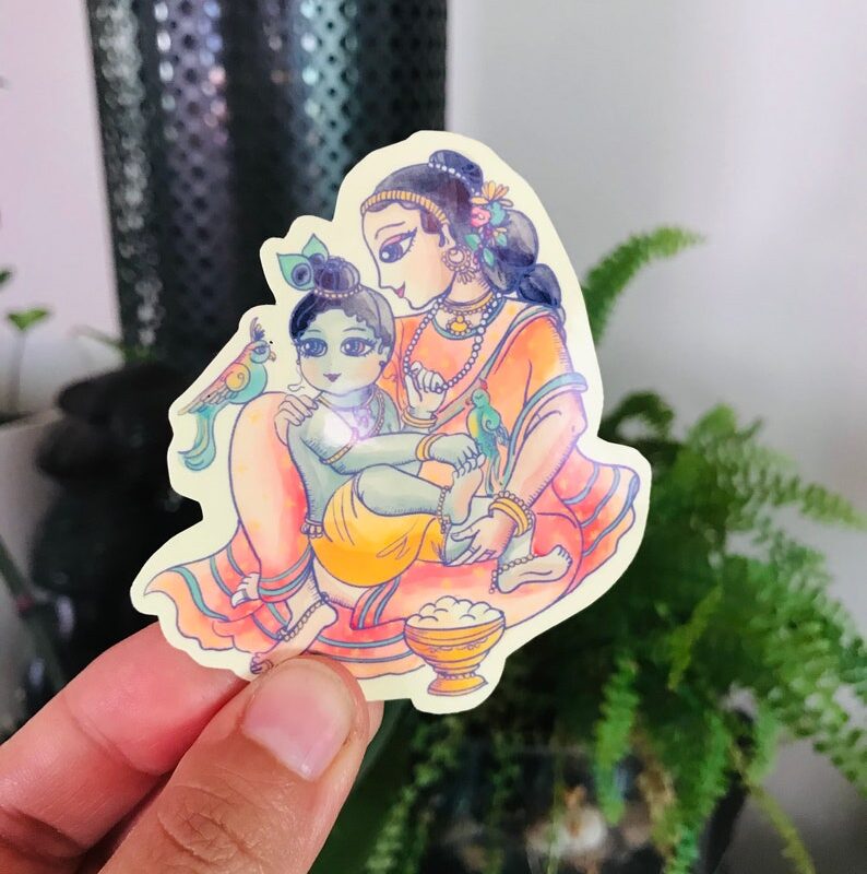Krishna & Mother Yasoda Transparent sticker