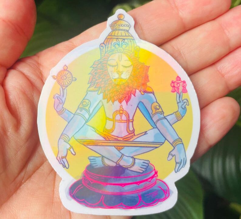 Yoga Narasimha Holographic Sticker
