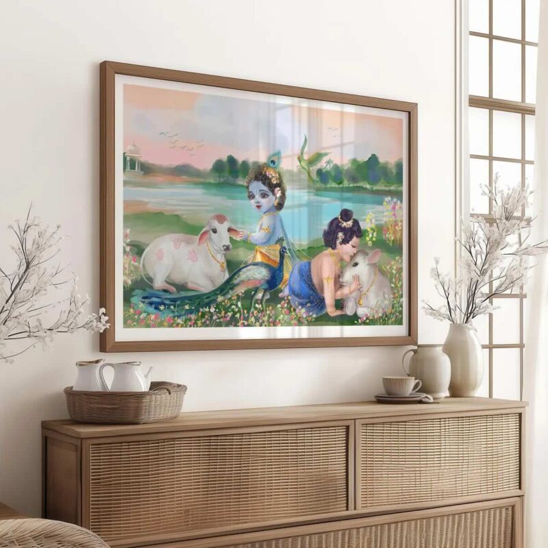 Krishna & Balarama in Vrindavan Art Print